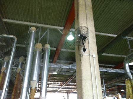 Erfrischung in Werkshallen Produktionsstätten Werkstätten Montagehallen mit Rauch System